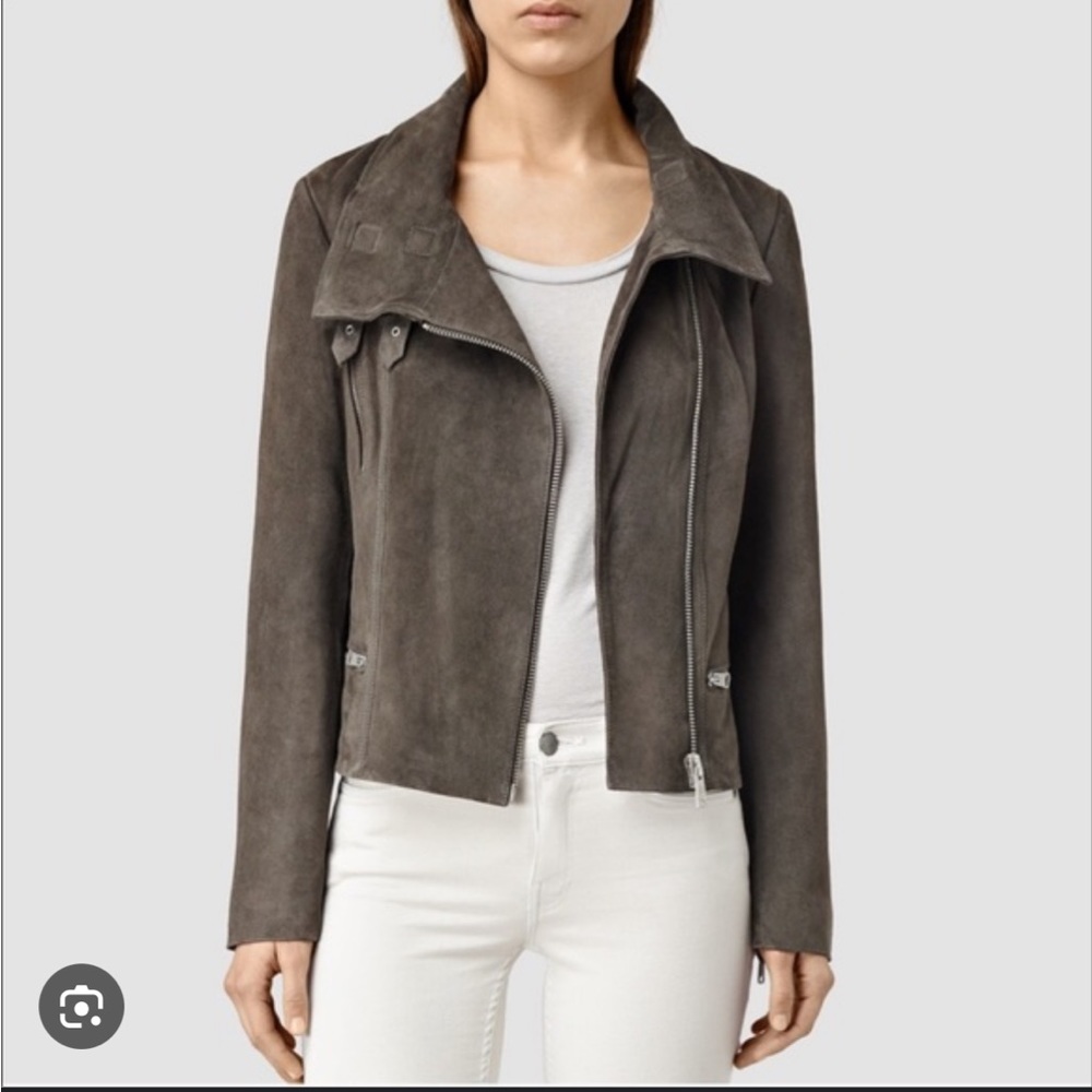 All Saints Suede Bales Biker Jacket - Size US 2